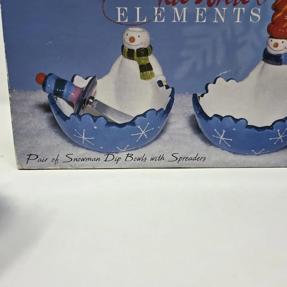 Snowman Dip Bowls‎ & Spreaders Set Of 2 By Seasonal Elements Christmas Holiday
